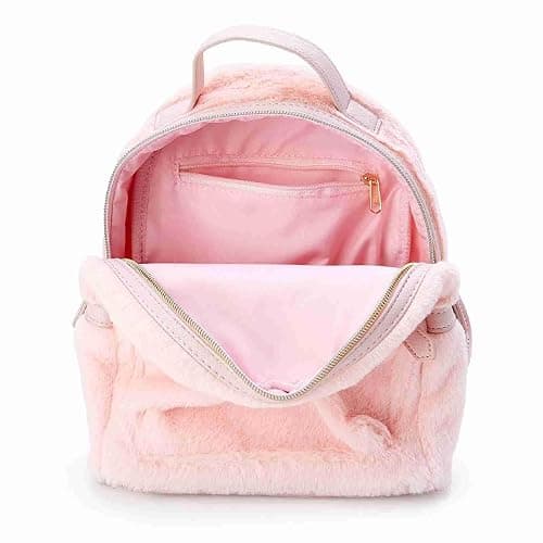 trettitre My Melody Small Cute School Bag，Pink Furry Fabric with Bow Design,My Melody Plush Mini Backpack,Adorable Bag Handbag for Girls Kids Fans Birthday Present School Supplies thumbnail 6