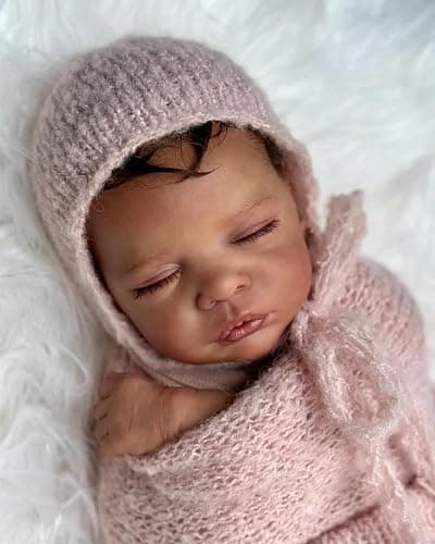 Anano Black Reborn Baby Dolls Girl, 19 in Realistic Baby Doll, Silicone Babys Doll, Black Silicone Reborn Dolls, African American Newborn Babies Brown Skin with Accessories thumbnail 3