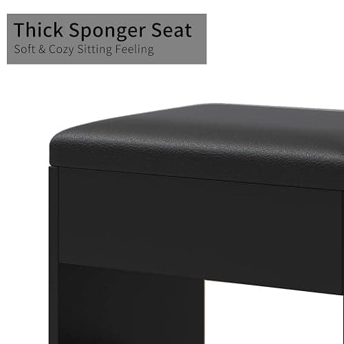 11 Dawers Vanity Desk, Makeup Vanity with Power Outlet, Glass Top Vanity with Mirror and Lights, 3 Colors Adjustable, Vanity Set with 4 Shelves and Fold-up Panel, Vanity with Chair for Bedroom, Black thumbnail 9