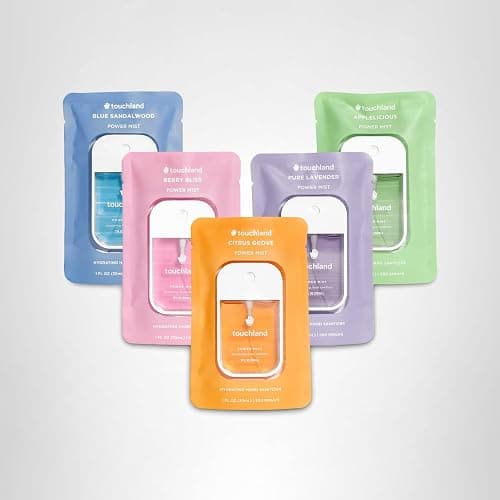 Touchland Hydrating Hand Sanitizer Spray – Top 5 Set (Applelicious, Blue Sandalwood, Pure Lavender, Berry Bliss, Citrus Grove) – 5 x 1 FL OZ Travel Size Mists thumbnail 10