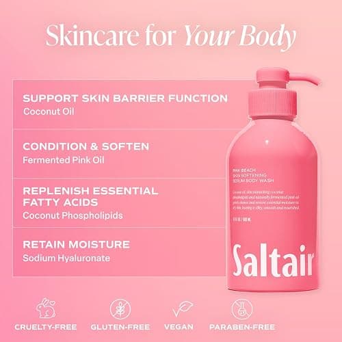 Saltair Body Wash, Signature Scents 2-Pack. Moisturizing Body Cleanser with Monoi Oil and Cupuacu Butter. Luxury Shower Gel for Women and Men. Vegan, Cruelty-Free, Paraben-Free. 2x 17oz Pump Bottles thumbnail 5