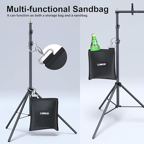 LINCO Backdrop Stand 10x7ft(WxH) Adjustable Photo Studio Back Drop Background Holder Frame with Clamps, SandBag, Carry Bag for Parties, Events, Photography, Photoshoot, Banner 4172 thumbnail 3