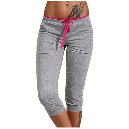 2025 Summer Capris for Women Low Rise Drawstring Capri Pants Casual Lightweight Yoga Workout Pant Knee Length Lounge - Image 1