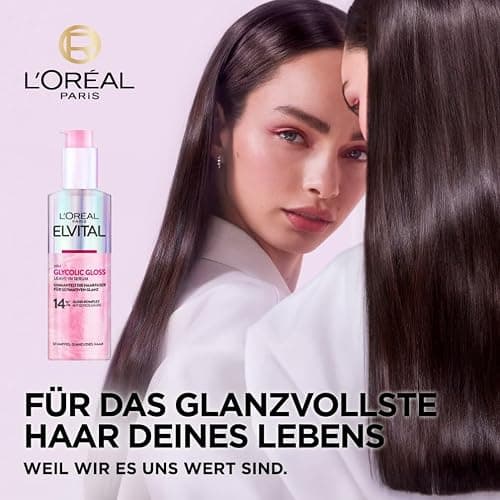 L'Oréal Paris Elvital Glycolic Gloss Serum für glanzloses und stumpfes Haar, Haarpflege für intensive Geschmeidigkeit und ultimativen Glanz, Leave-In Serum, regenerierend, mit Glykolsäure, 150ml thumbnail 2