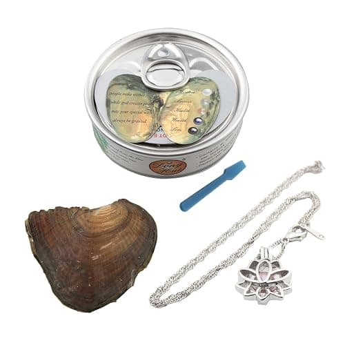 MilkyWay Wish Pearl Necklace Kit, DIY Necklace Making Kit, lotus Necklace Cage Locket Cultured Pearl in Oyster Set, 16.9", Surprise Gift For Wife, Girlfriend,Mother - D thumbnail 2