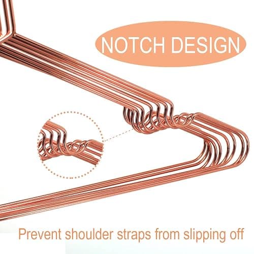 Koobay 16.5" Rose Gold Copper Clothes Hangers - 30 Pack,Heavy Duty Strong Metal Hanger for Storage Display Sling Organization of Coat Shirts Dresses Jacket Elegant Standard Suit Accessory - 30 thumbnail 9