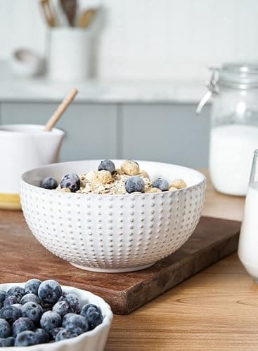 LE TAUCI Plates and Bowls Sets for 4, 12 Piece Ceramic Dinnerware Sets, Modern Stoneware Kitchen Dish Set, Chip Resistant, Microwave & Dishwasher Safe, Embossed, Arctic White thumbnail 6