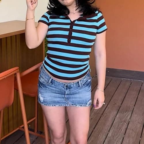 Vintage Alt Graphic Tees Y2k Grunge Polo Shirts Teen Girls Women Whimsy Twee 2000s Short Sleeve Collared Tops thumbnail 6