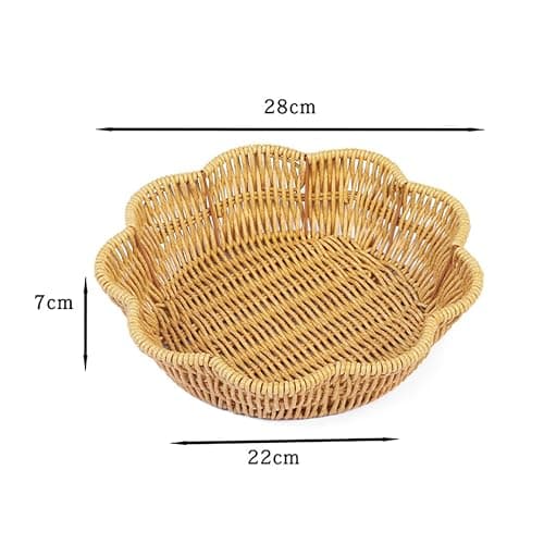 Wicker Bread Basket, Tabletop Food Serving Trays,Handwoven Storage Basket Bin for Fruit Vegetablesin Home Restaurant(2pcs) thumbnail 3