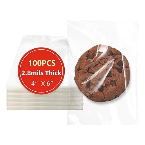 DTmasao 4x6 Inches 100 Pcs Clear Self Sealing Cellophane Bags Cookie Bags Resealable Cellophane Bag for Packaging Cookies,Gifts,Favors, Products,Candy - Image 1