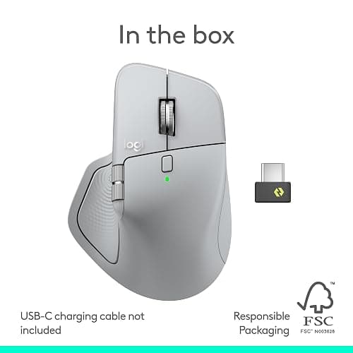 Logitech MX Master 4, Ergonomic Wireless Mouse with Advanced Performance Haptic Feedback, Ultra-Fast Scrolling, USB-C Charging, Bluetooth, Windows, MacOS - Pale Gray thumbnail 11
