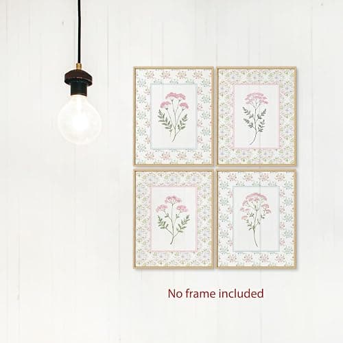 laveliabel Pink Vintage Floral Wall Art Prints Set of 4 Unframed, Chinoiserie Wall Decor, Floral Room Decorations, Pastel Pink Grandmillennial Poster Prints for Girls Room Dorm Decor 8x10inches thumbnail 3