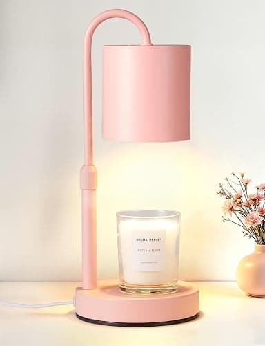 Briever Dimmable Candle Warmer Lamp with Timer, Height Adjustable Electric Candle Wax Warmer, Birthday Gifts for Women Mom, House Warming Gifts New Home Decor, Solid Wood Base, Pure Pink - Image 1