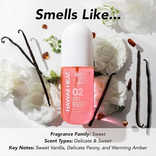 Holler and Glow Hawaii Heat Body & Hair Mist, Warm Vanilla, Peony & Amber Scent, Long-Lasting Daily Fragrance, Lightweight, Vegan, Cruelty-Free, Alcohol-Free, Hydrating Hair Perfume, 8.11 Fl Oz thumbnail 3