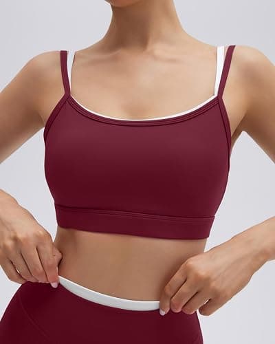 SUUKSESS 2 Piece Workout Sets Layered Sports Bra Yoga Gym Biker Shorts thumbnail 5