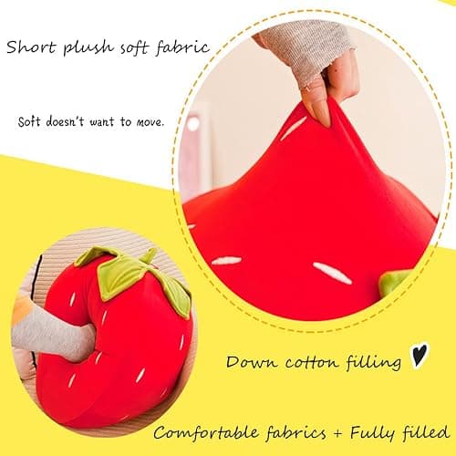 Cute Fruit Kids Pillow Stuffed Strawberry Plush Pillows Super Soft Girls Pillows Cushion Seat for Kids Toys (Red,7.8"/20cm) 1 Count (Pack of 1) thumbnail 5