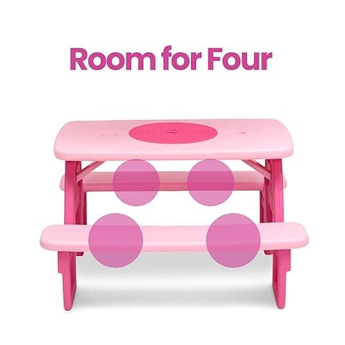 Delta Children Disney Minnie Mouse 4 Seat Activity Picnic Table with Lego Compatible Tabletop - Minnie Mouse thumbnail 6