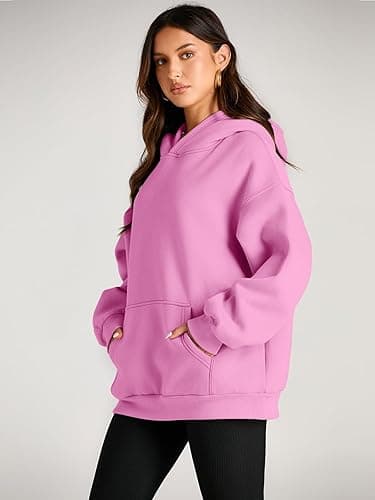 Trendy Queen Womens Oversized Hoodies Fleece Sweatshirts Fall Fashion 2025 Pullover Sweaters Winter Clothes - Pink - Small thumbnail 3