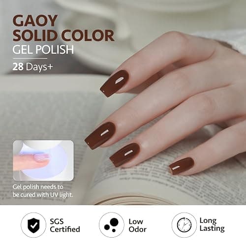 GAOY Nude Brown Gel Nail Polish Set, 6 Colors Beige Chocolate Caramel, UV Cure Gel for DIY Manicure at Home thumbnail 5