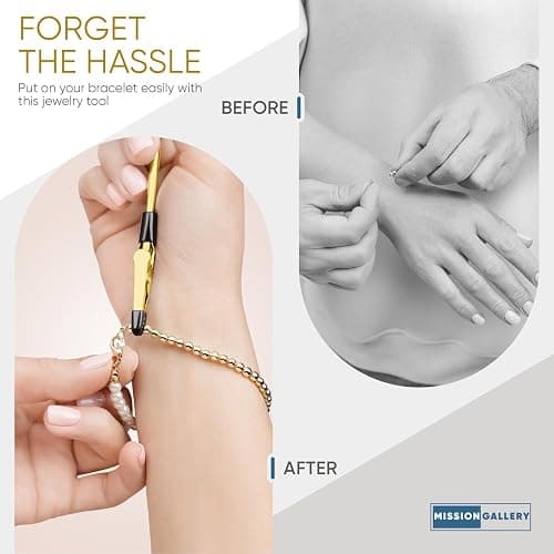 Mission Gallery Bracelet Helper Tool - Fastener Helper Tool for Bracelet, Necklace, Jewelry, Watch - Clip, Clasp Helper - Easy to Put on Yourself, Portable, Made of Metal, Gold thumbnail 3
