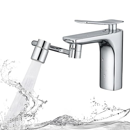 SELLO 1080° Rotating Faucet Extender for Bathroom Sink, Sink Water Faucet Aerator with Brass Extension, Sink Extender with Adjustable Swivel Arm, Fit to Faucet Threads G1/2, 15/16”, and 55/64” - Image 1