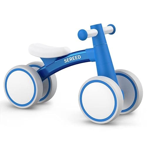 SEREED Baby Balance Bike for 1 Year Old Boys Girls 12-24 Month Toddler Balance Bike, 4 Wheels Toddler First Bike, First Birthday Gifts - Blue New - Image 1