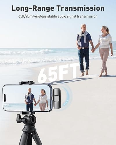 PoP voice USB C Mini Microphone for iPhone 16/15/14/Android, Wireless Lavalier Microphone with Noise Reduction, Lapel Lav Mic for Vlog YouTube TikTok Recording, 12H, 65ft thumbnail 7