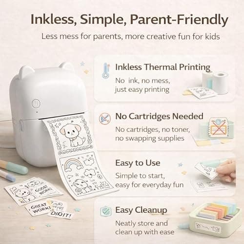 NeuroBuddie AI Voice Sticker Printer for Kids, Mini Thermal Sticker Maker, Inkless Portable Talk-to-Print Printer for Coloring Pages, Journals, DIY & Gifts thumbnail 4