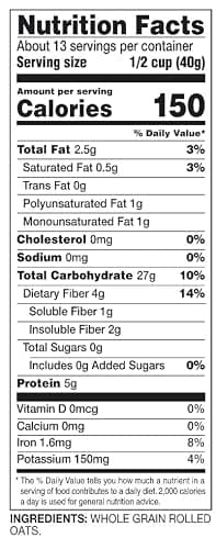 Amazon Brand - Happy Belly Quick Cook Oats, 1.12 pound (Pack of 1) - 1.12 Pound (Pack of 1) thumbnail 2