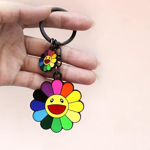 TOOLIN Keychain,Cute keychain,Car key chain,Smile Flower Bag Charms Accessories for women and girl thumbnail 5
