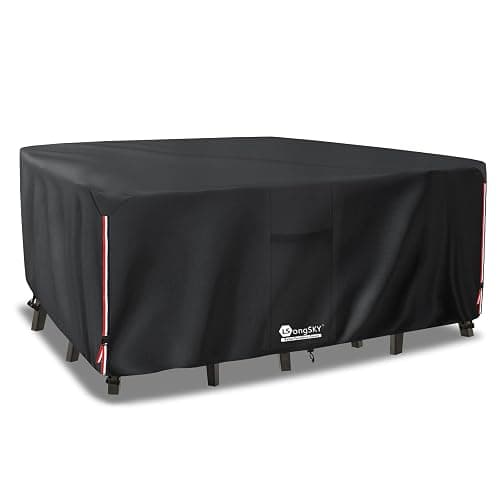 LSongSKY Outdoor Furniture Covers Waterproof,600D Heavy Duty Patio Cover for 6/7/8 PCS Sets Sectional Sofa Couch Dining Rocking Swivel Chairs Ottomans Coffee Table,111L x 74W x 28H inch Black thumbnail 4