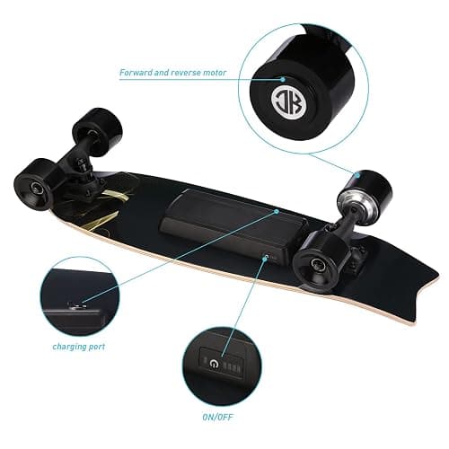 Electric Skateboard Electric Longboard with Remote Control Electric Skateboard,350W Hub-Motor,12.4 MPH Top Speed,5.2 Miles Range,3 Speeds Adjustment, 6 Months Warranty thumbnail 4