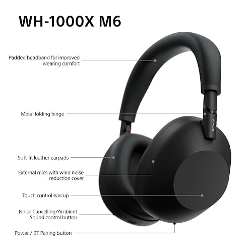 Sony WH-1000XM6 Flagship Noise Cancelling Over-Ear Wireless Bluetooth Headphones, Signature Hi-Res Sound, Ultimate Comfort, Foldable Design, Durable Case, 30 HR Battery, iOS & Android - Silver - Silver thumbnail 12