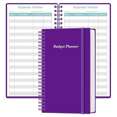 Budget Planner - A6 Expense Budget Tracker, Budget Books for Ledger Book, Money Organizer for Wallet, 3.75" x 6.75", Purple - Image 1