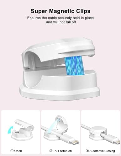 Cord Holder - Magnetic Cable Clips - Under Desk Cable Management - Adhesive Wire Holder Keeper Organizer for Desk, Nightstand, Phone Charger, Computer, Home, Office, Car (6pcs) thumbnail 6