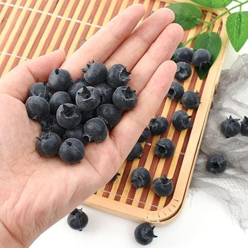 Luckforest Artificial Blueberry, 50Pcs Fake Blueberry Lifelike Blueberries Simulation Blue Berries Fake Fruit for DIY Craft Home Kitchen Cabinet Food Photography Props thumbnail 2
