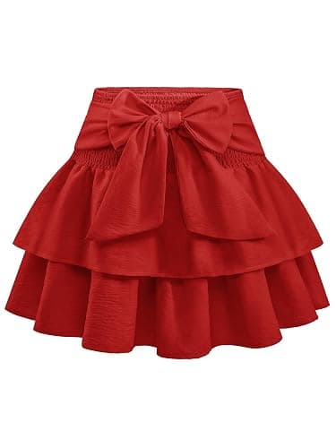Timormode Womens Summer Ruffle Mini Skirt Boho A-Line Layered Skirts | Flowy Bow Mini Skirt, High Waisted Ruffle Hem Short Skirts, Cute Beach Vacation Skirt, Tiered Tennis Golf Skirts - Image 1