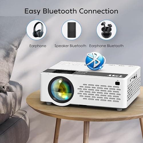 TMY 1080P Full HD Portable Mini Projector, Upgraded Bluetooth Movie Projector with Screen, Compatible with TV Stick Smartphone/HDMI/USB, Indoor & Outdoor Use thumbnail 3