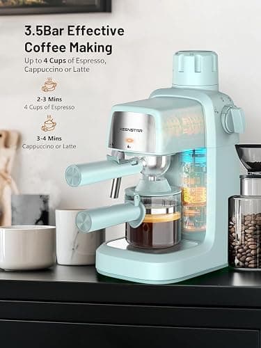 KEENSTAR 3.5Bar Espresso Machine with Milk Frother, 800W Compact Espresso and Cappuccino Machine with Preheating Function, 4 Cup Espresso Maker for Cappuccino or Latte, Gift for Coffee Lover thumbnail 3