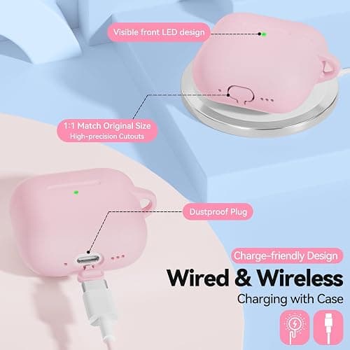 for AirPods 4 Case Pink with Cleaner Kit, TNSNK Soft Silicone Airpod 4 Case Compatible with Apple Airpods 4th Generation 2024 Case Cover with Keychain for Women Girly, Anti-Scratch, Drop Protection thumbnail 4