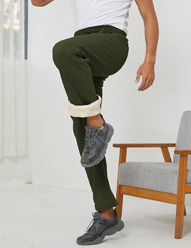 Gihuo Men's Winter Fleece Pants Sherpa Lined Sweatpants Active Running Jogger Pants thumbnail 7