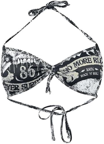 Rock Rebel by EMP Damen schwarzes Mix and Match Bikini-Oberteil mit Rock-Rebel-Alloverprint - Image 1