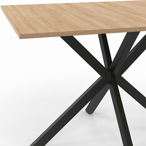 IDMarket – Mesa de comedor rectangular Alix 6 personas Pie araña Madera y Negro 110 cm thumbnail 5
