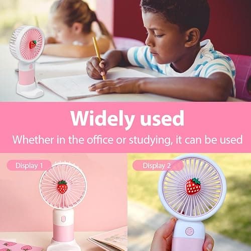 Tomedeks omedeks Handventilator,Mini Ventilator mit 400mAH Wiederaufladbarer Akku,Persönlicher Tragbarer Hand Ventilatoren Batteriebetrieben mit 3 Geschwindigkeiten,Perfekt für Reisen im Freien thumbnail 6