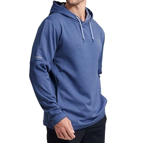 M MAELREG Hoodies for Men Golf Fleece Hooded Sweatshirts Dry Fit Athletic Lightweight Casual Midlayer Mens Hoodies Pullover - Large - Mg01-blue Heather thumbnail 3