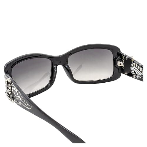 Rodeo Queen 2 Pairs of Fashion & Studded Sunglasses for Women Black Frame w/Metal Accent Piece Bling Rhinestones & Smoke Gradient Lenses thumbnail 4