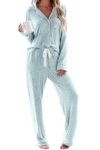 Aamikast Women's Pajama Sets Long Sleeve Button Down Sleepwear Nightwear Soft Pjs Lounge Sets - Image 1