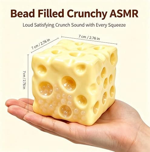 Crunchy Cheese Squishy Asmr Bead Filled, Slow Rising Squeeze | Squeeze Stress Cheese Squishies Slow Rising Squeeze Portable Rebound Calming Anxiety Relief Tool for Adults thumbnail 2