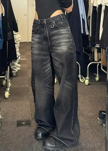 ORANDESIGNE Jeans Cargo Vintage Donna Jeans Hip Hop Y2K Jeans Baggy Gamba Dritta Pantaloni di Jeans Lavati Casual Jeans Stampati Ragazze Adolescenti Harajuku Skateboard Pants Streetwear thumbnail 3