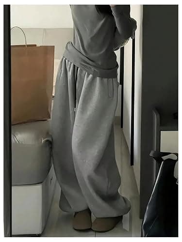 GORGLITTER Women's Baggy Sweatpants Y2K Drawstring High Waisted Loose Long Pants with Pockets thumbnail 4